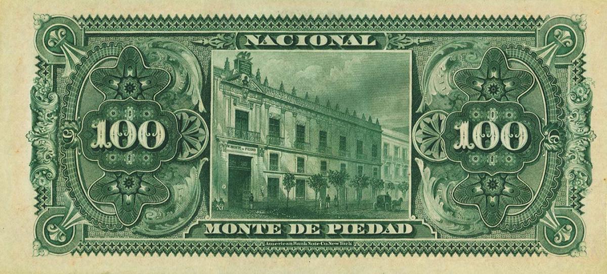 Back of Mexico pS269r1: 100 Pesos from 1880