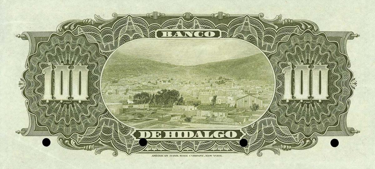 Back of Mexico pS309s: 100 Pesos from 1904