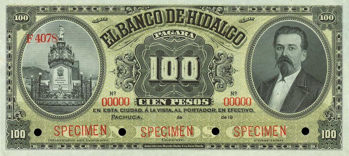 Front of Mexico pS309s: 100 Pesos from 1904