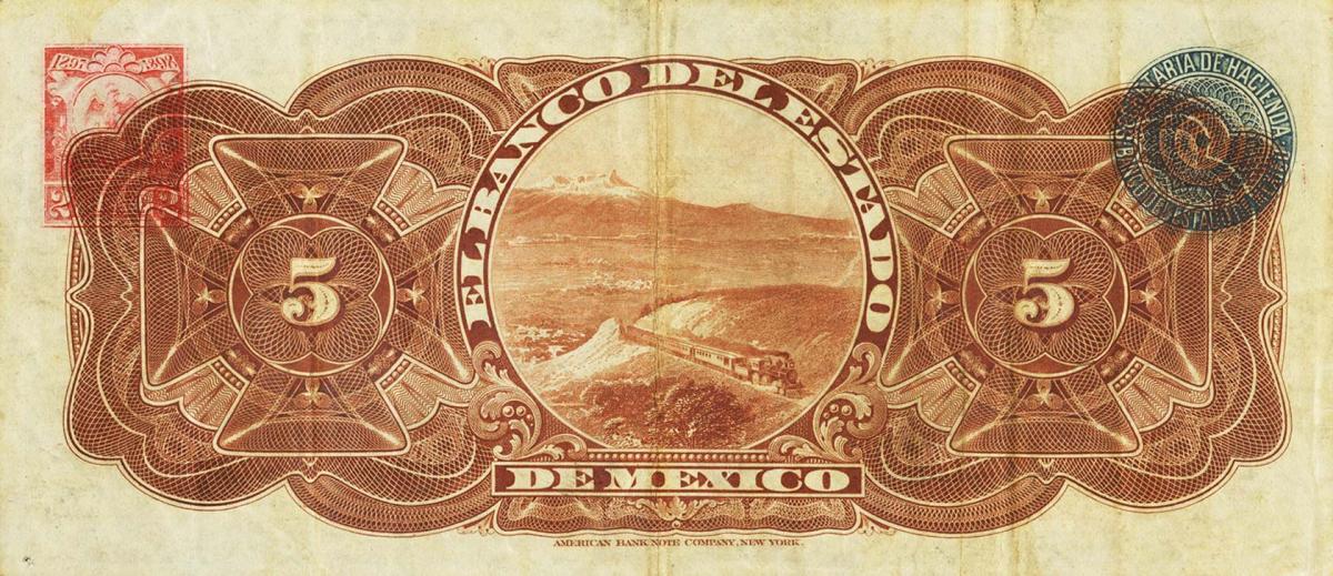 Back of Mexico pS329a: 5 Pesos from 1897
