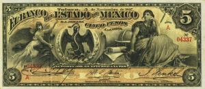 pS329a from Mexico: 5 Pesos from 1897