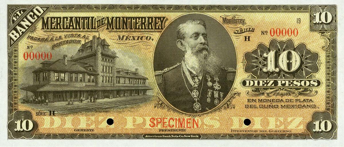 Front of Mexico pS353s: 10 Pesos from 1900