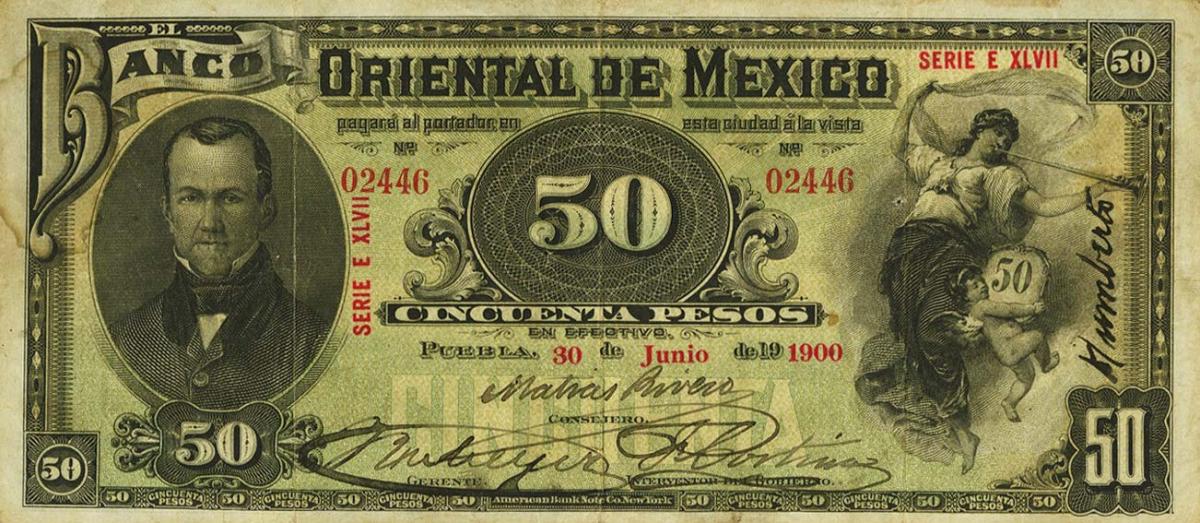 Front of Mexico pS384a: 50 Pesos from 1900
