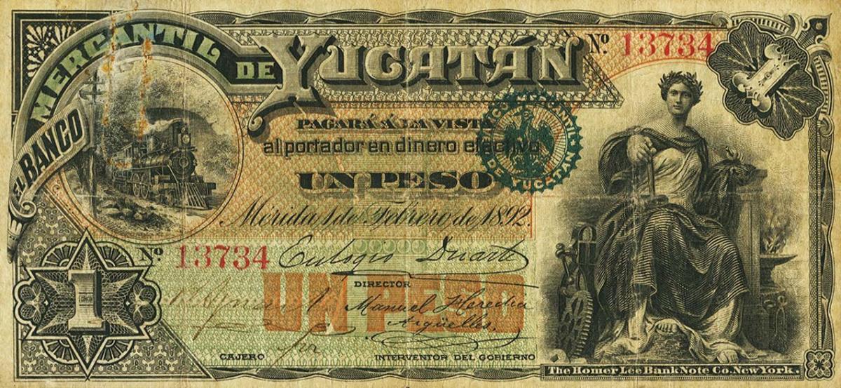 Front of Mexico pS445: 1 Peso from 1892