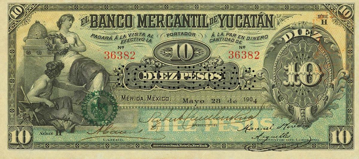 Front of Mexico pS454a: 10 Pesos from 1900