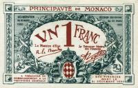 Gallery image for Monaco p5a: 1 Franc from 1920