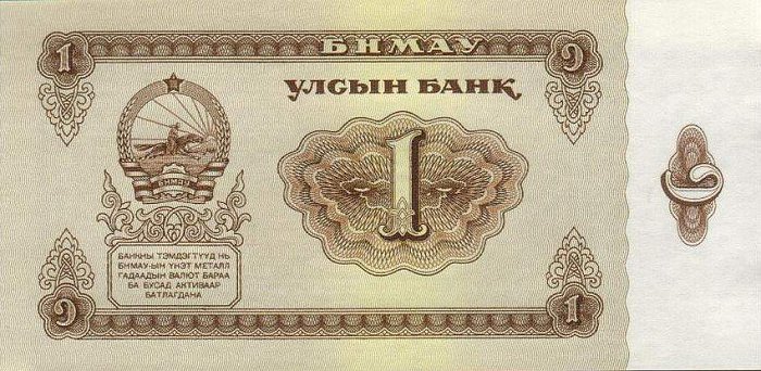 Front of Mongolia p35a: 1 Tugrik from 1966