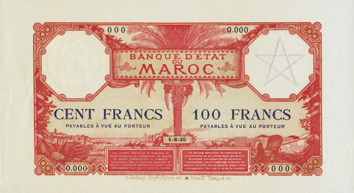 Front of Morocco p14s: 100 Francs from 1919