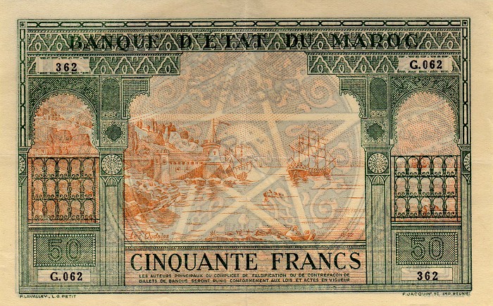 Front of Morocco p40: 50 Francs from 1943