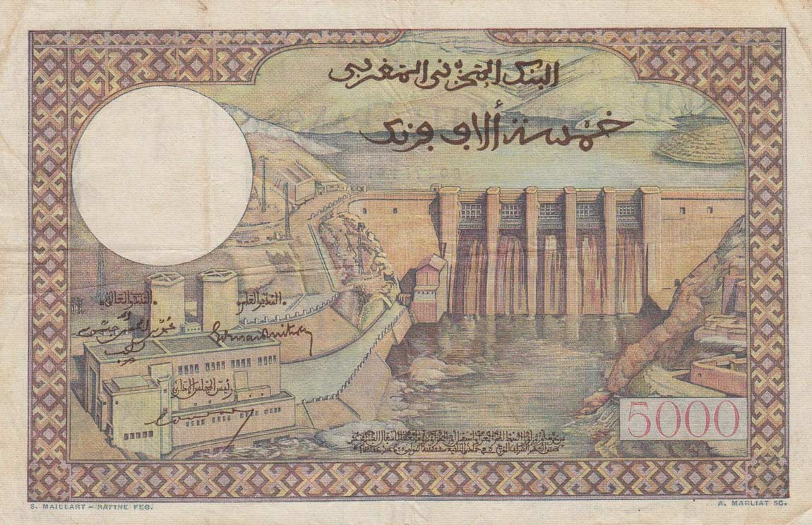 Back of Morocco p49a: 5000 Francs from 1953
