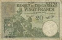 p10f from Belgian Congo: 20 Francs from 1929