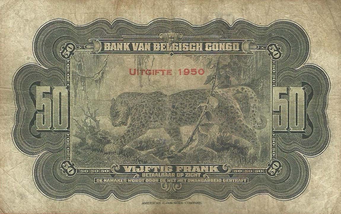 Back of Belgian Congo p16h: 50 Francs from 1950