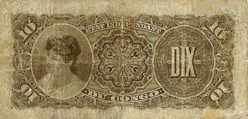 Back of Belgian Congo p1a: 10 Francs from 1896