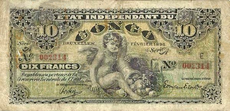 Front of Belgian Congo p1a: 10 Francs from 1896