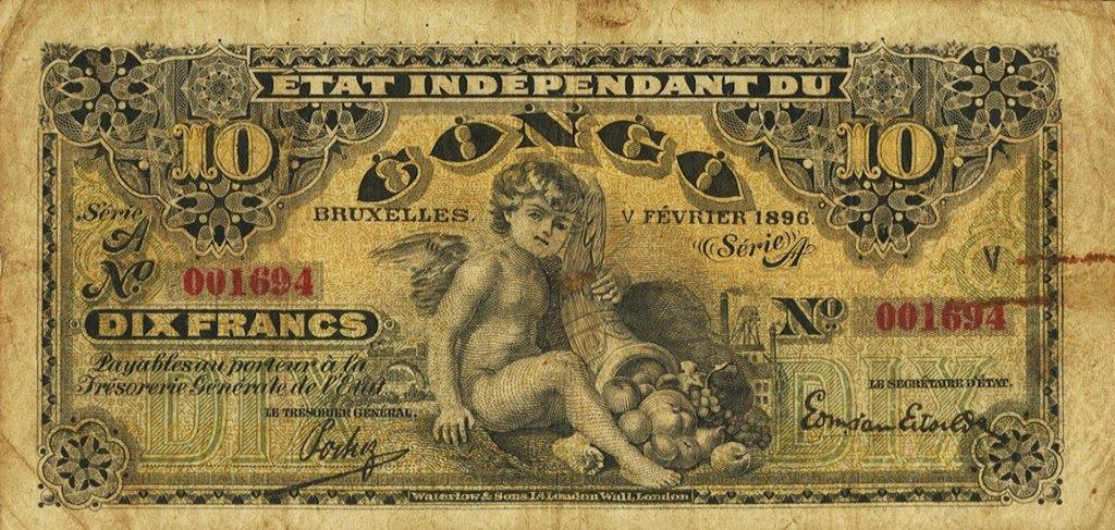 Front of Belgian Congo p1b: 10 Francs from 1896