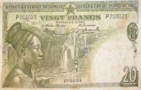 Gallery image for Belgian Congo p26a: 20 Francs