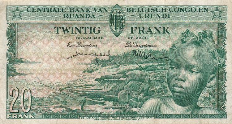 Back of Belgian Congo p31a: 20 Francs from 1956