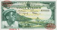 Gallery image for Belgian Congo p31s: 20 Francs