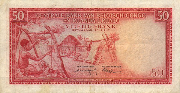 Back of Belgian Congo p32: 50 Francs from 1957