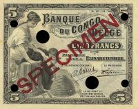 p4s from Belgian Congo: 5 Francs from 1914