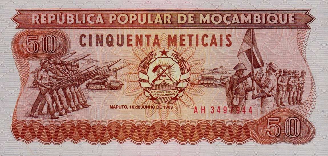 Front of Mozambique p129a: 50 Meticas from 1983