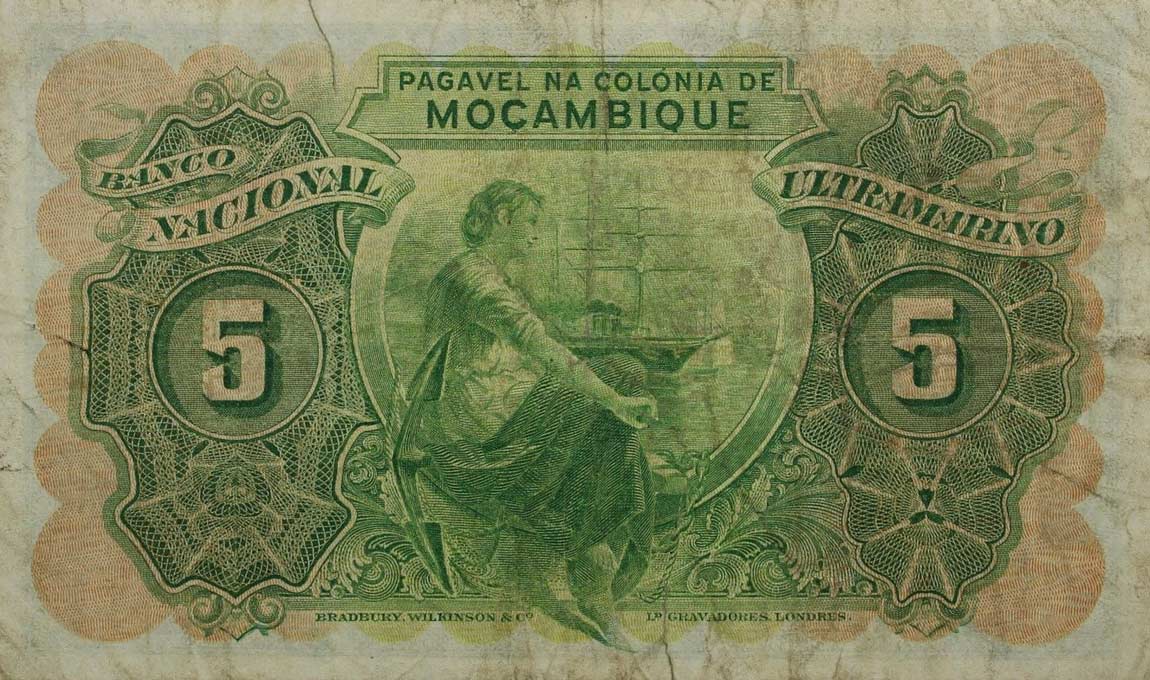 Back of Mozambique p94a: 5 Escudos from 1945