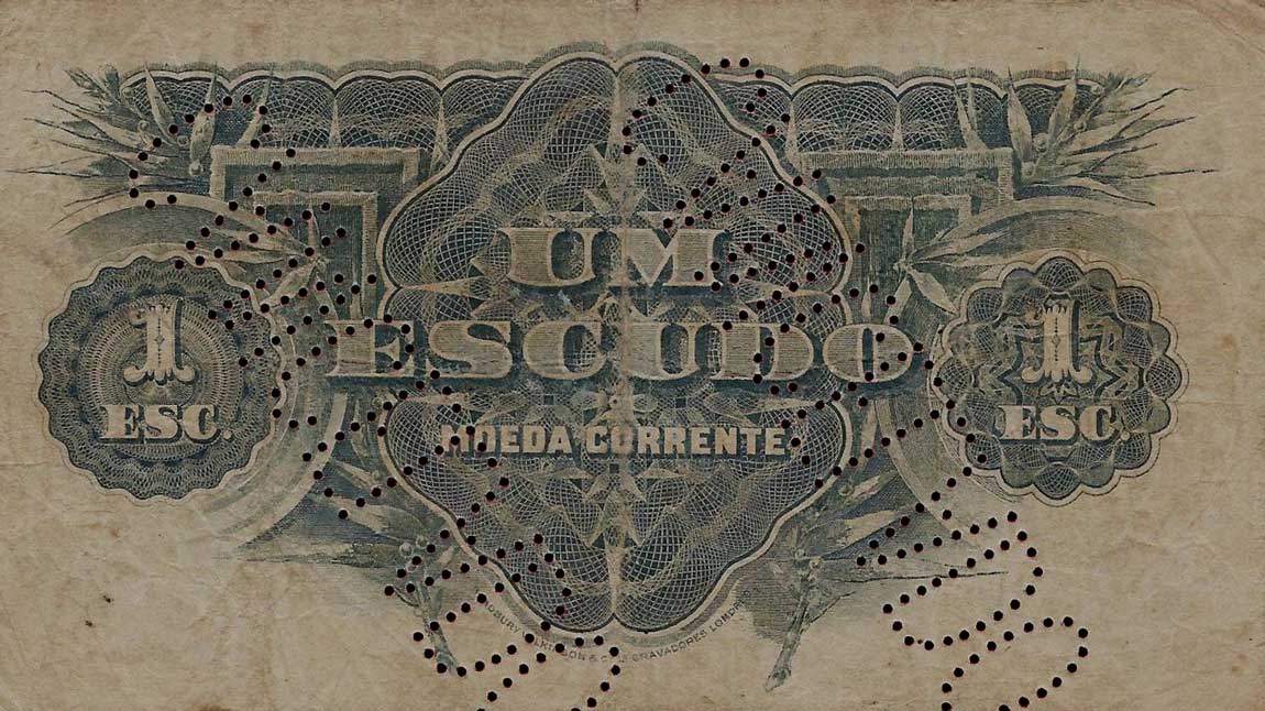 Back of Mozambique pR11A: 1 Escudo from 1919