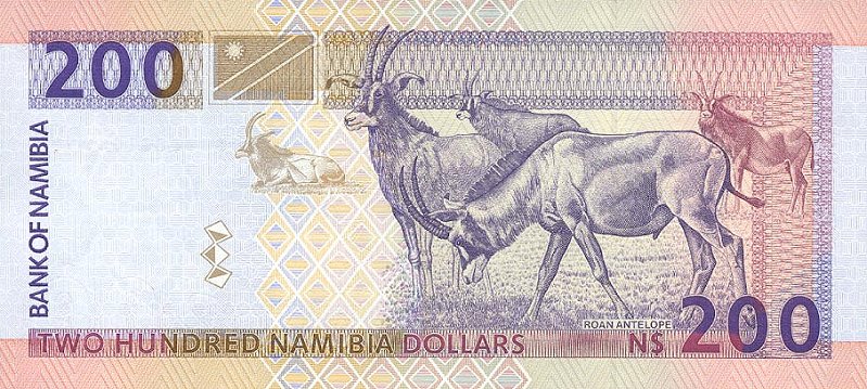Back of Namibia p10a: 200 Namibia Dollars from 1996