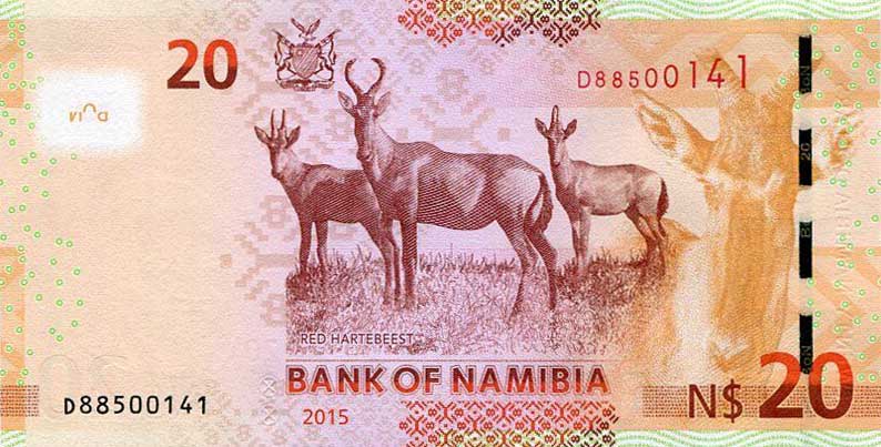 Back of Namibia p17a: 20 Namibia Dollars from 2015