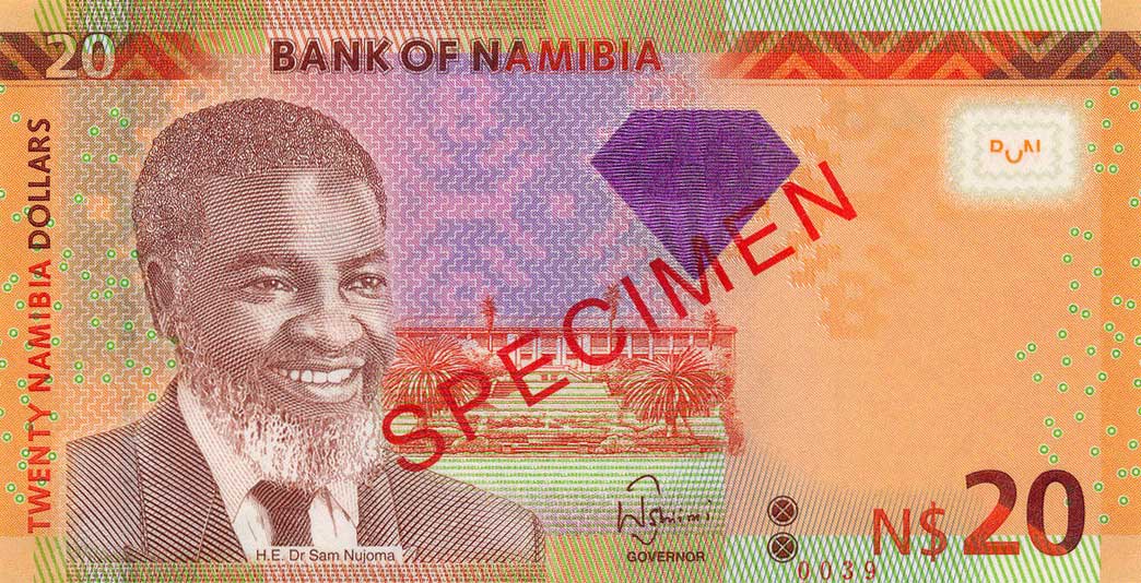 Front of Namibia p12s: 20 Namibia Dollars from 2011