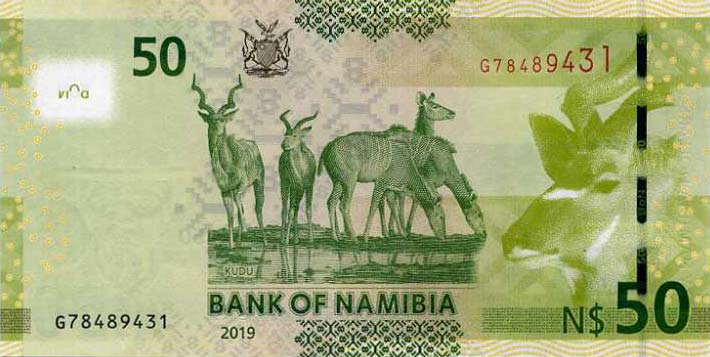 Back of Namibia p13c: 50 Namibia Dollars from 2019