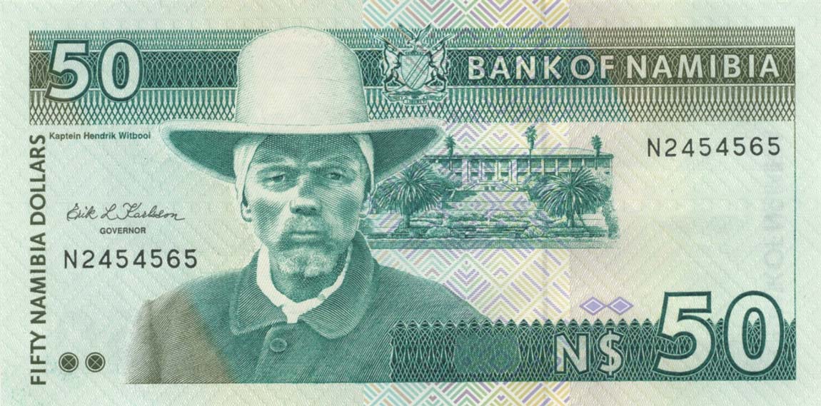 Front of Namibia p2a: 50 Namibia Dollars from 1993