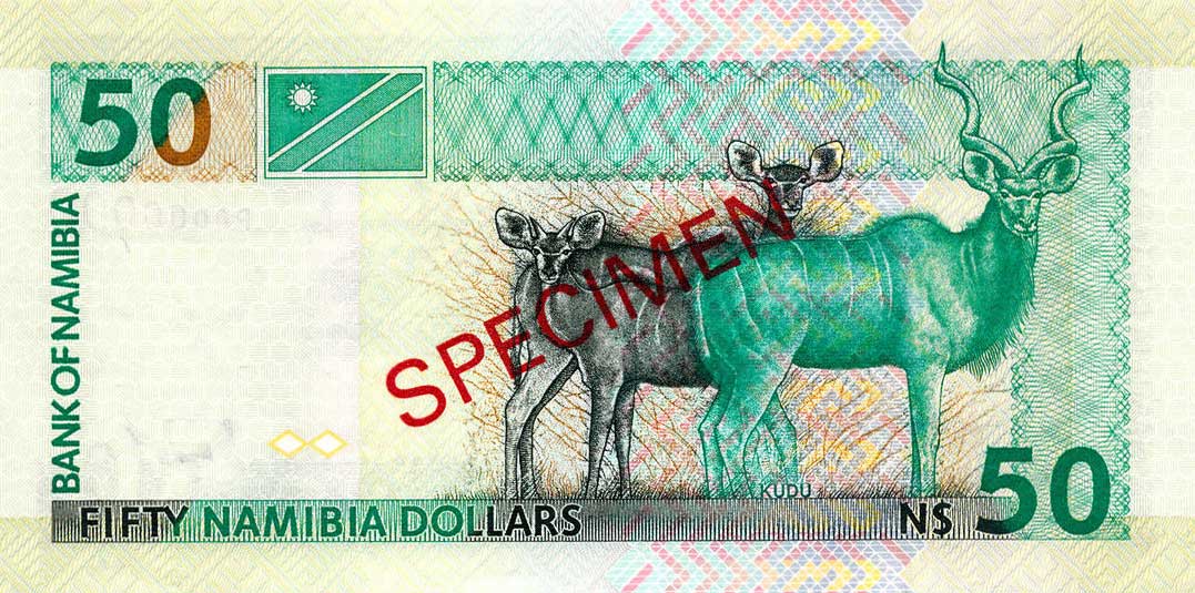 Back of Namibia p7s: 50 Namibia Dollars from 1999