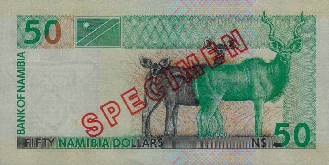 Back of Namibia p8s: 50 Namibia Dollars from 1999