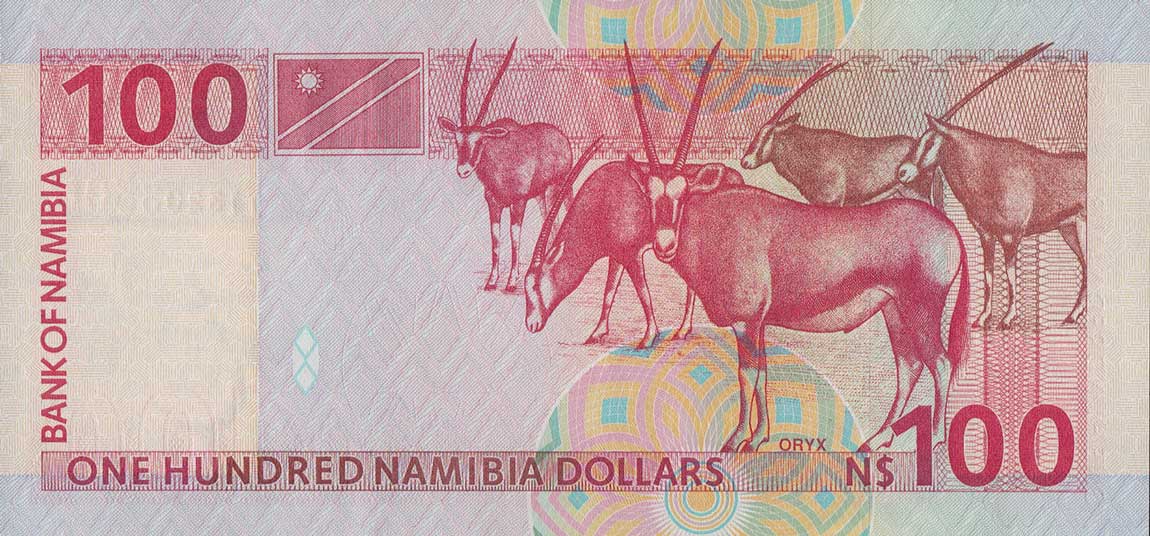 Back of Namibia p9b: 100 Namibia Dollars from 1999