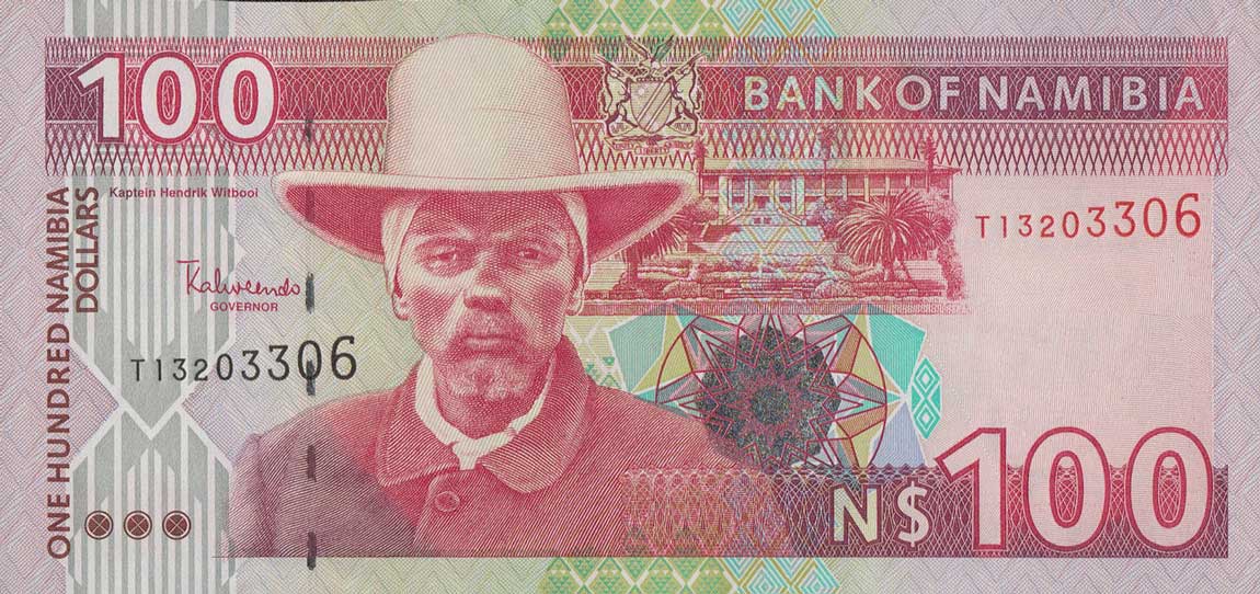 Front of Namibia p9b: 100 Namibia Dollars from 1999