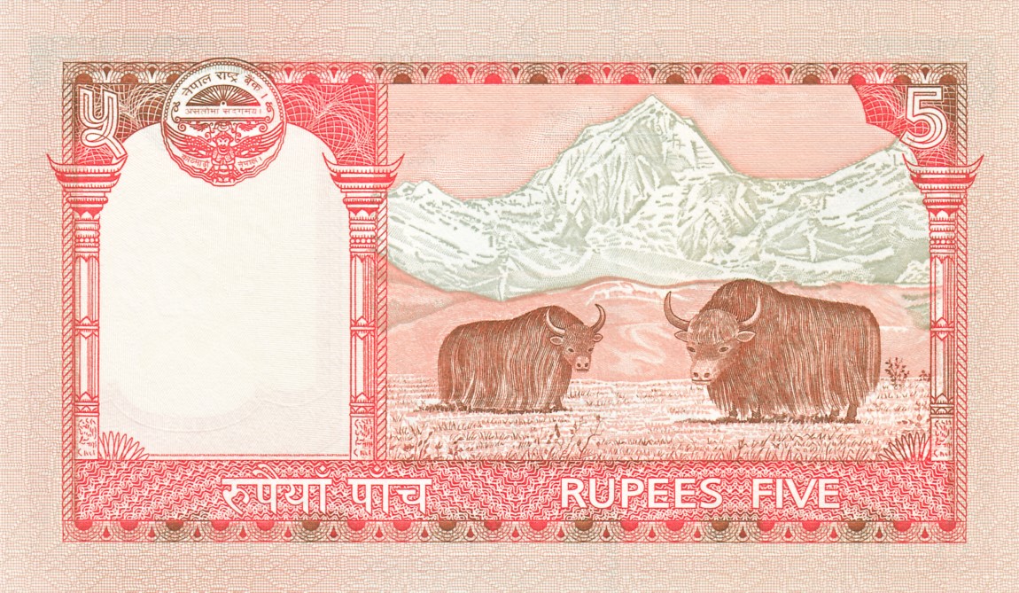 Back of Nepal p60b: 5 Rupees from 2010