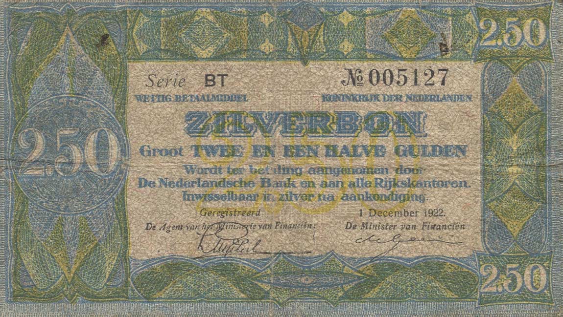 Front of Netherlands p18: 2.5 Gulden from 1922