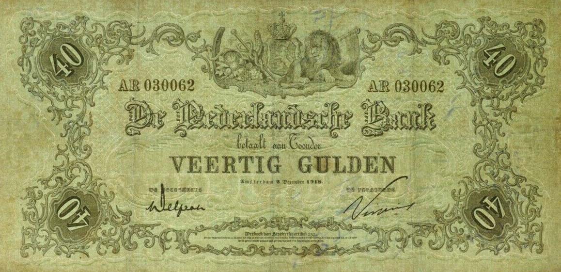 Front of Netherlands p22: 40 Gulden from 1910