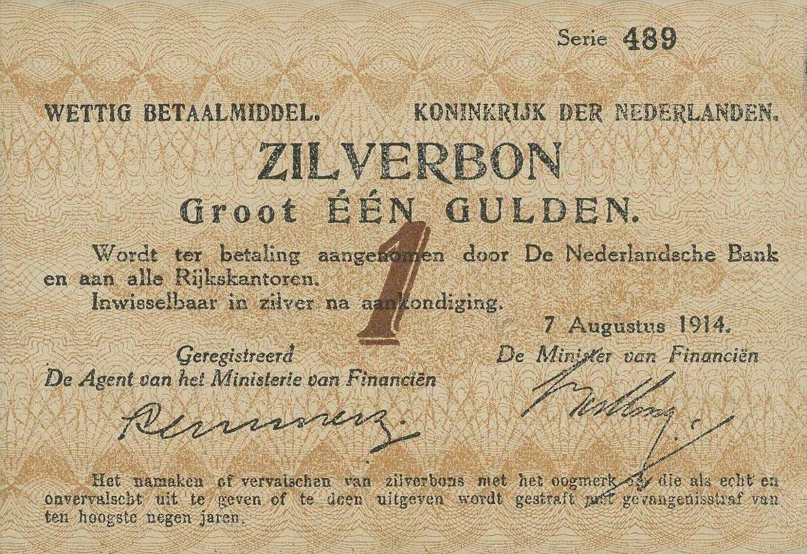 Front of Netherlands p4a: 1 Gulden from 1914