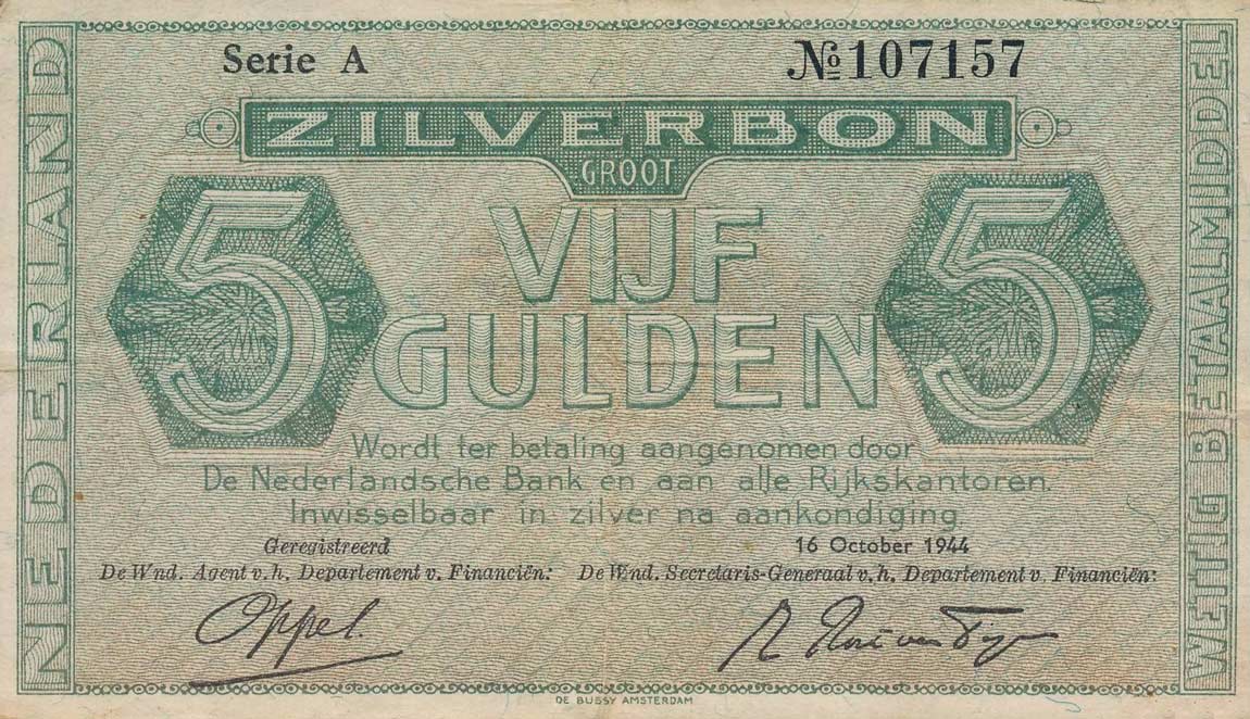 Front of Netherlands p63: 5 Gulden from 1944