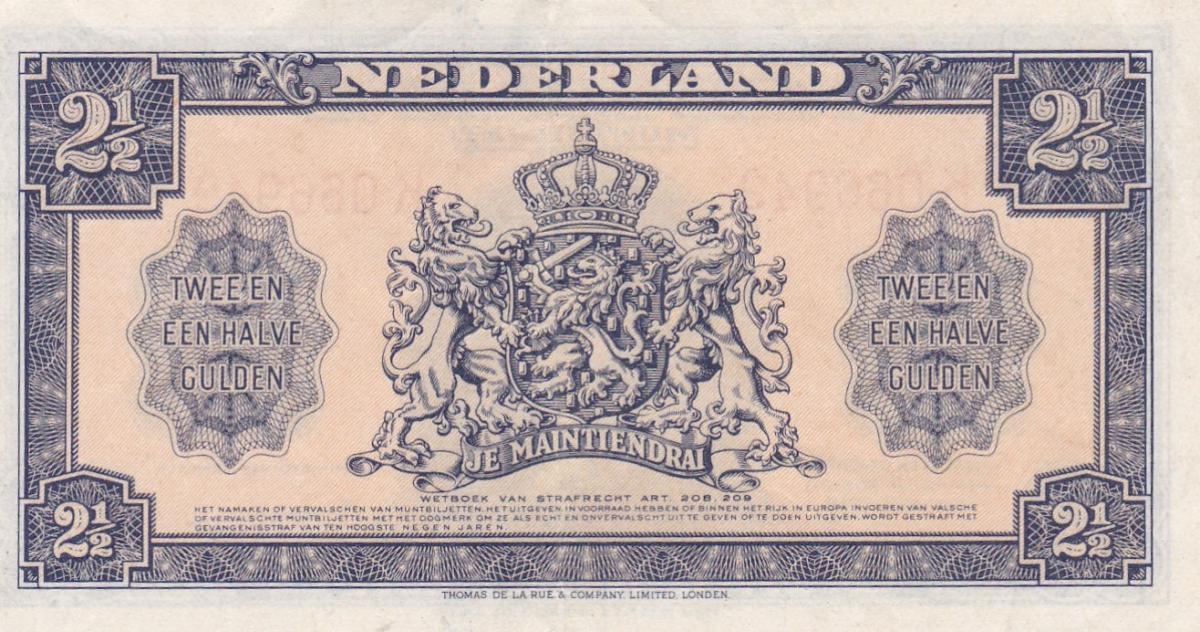 Back of Netherlands p71a: 2.5 Gulden from 1945