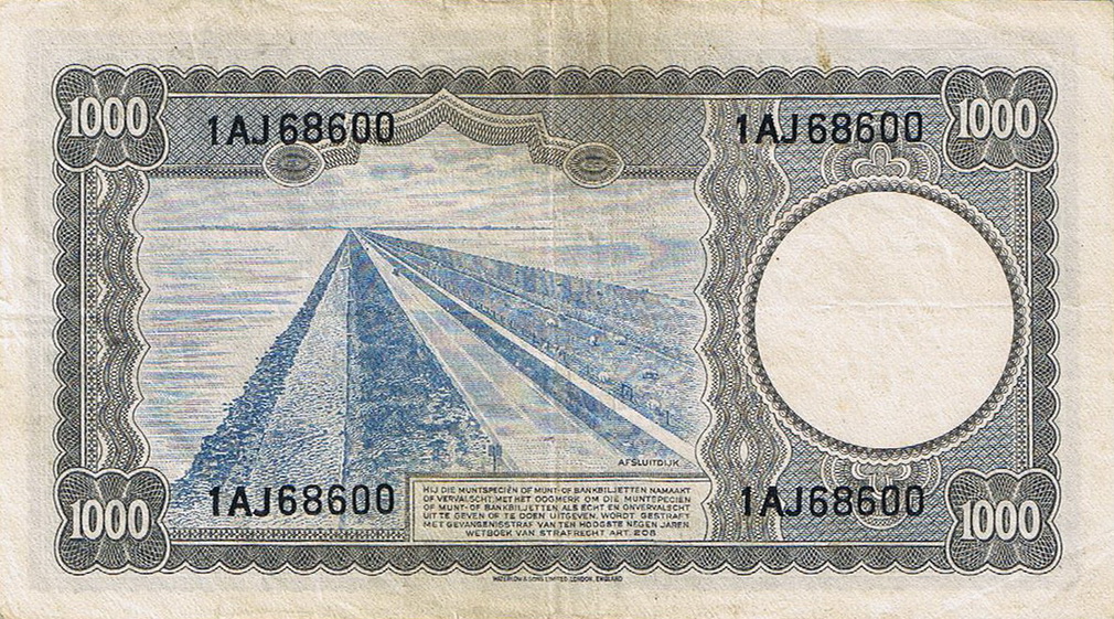 Back of Netherlands p80: 1000 Gulden from 1945