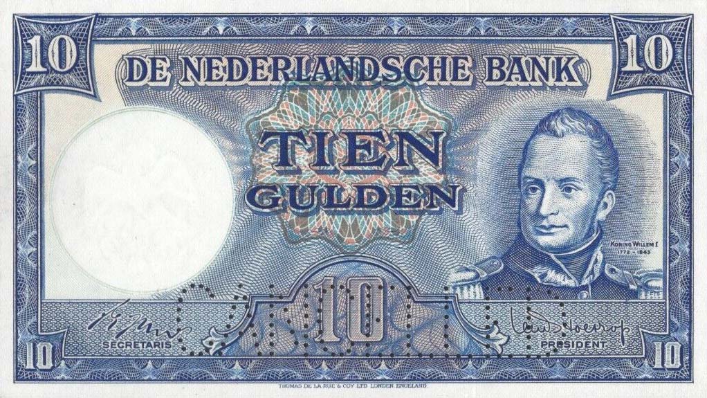 Front of Netherlands p83s: 10 Gulden from 1949