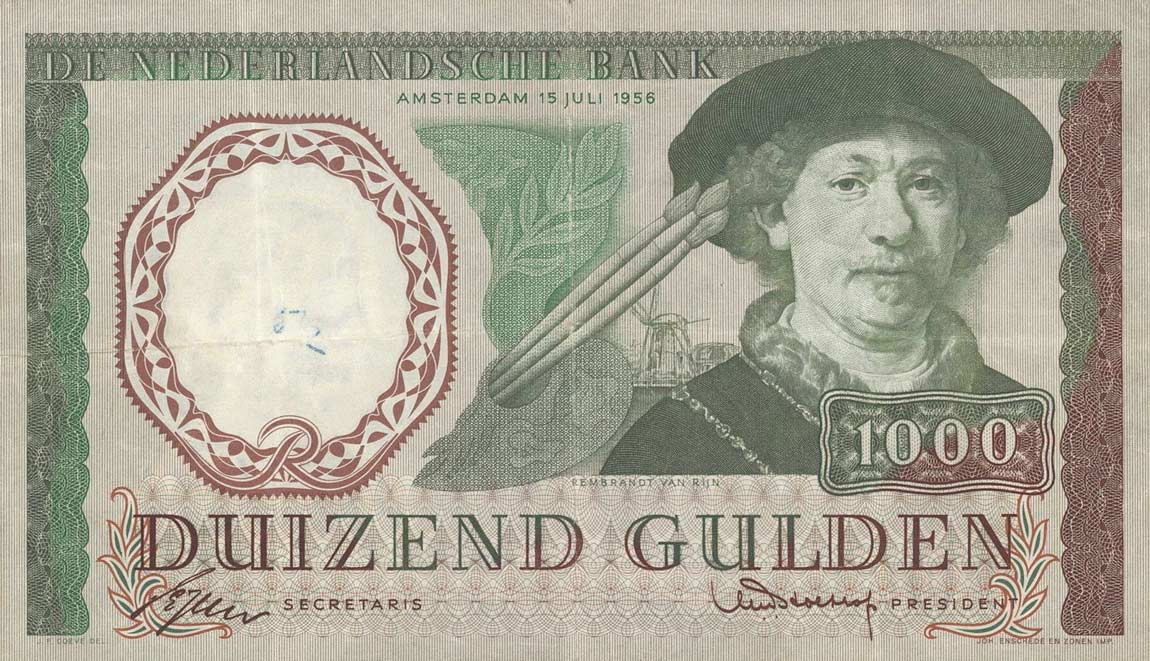 Front of Netherlands p89: 1000 Gulden from 1956