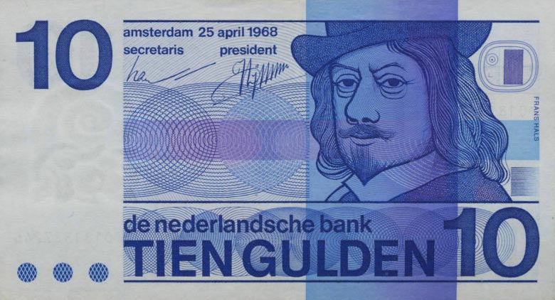 Front of Netherlands p91a: 10 Gulden from 1968