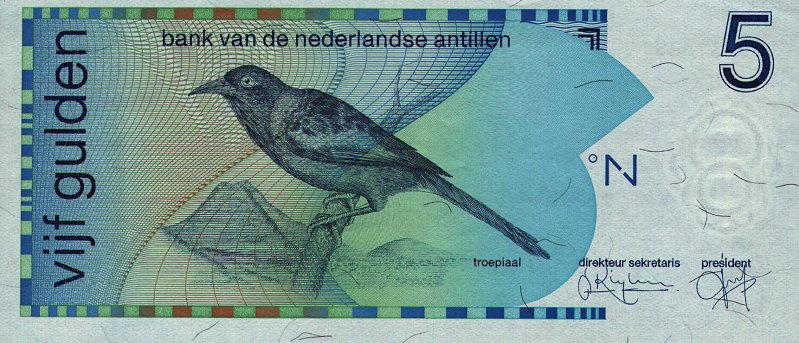 Front of Netherlands Antilles p22c: 5 Gulden from 1994