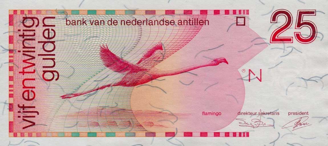 Front of Netherlands Antilles p24b: 25 Gulden from 1990