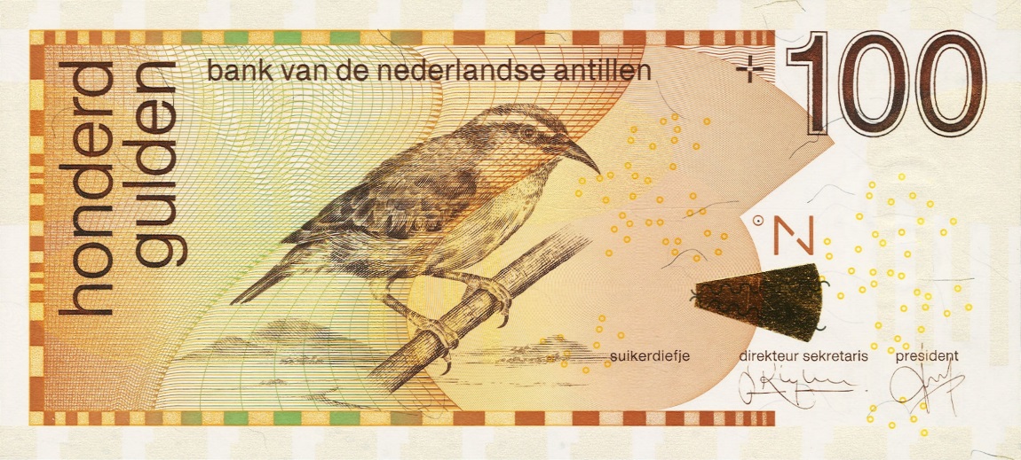 Front of Netherlands Antilles p31a: 100 Gulden from 1998