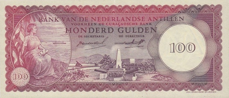 Front of Netherlands Antilles p5a: 100 Gulden from 1962